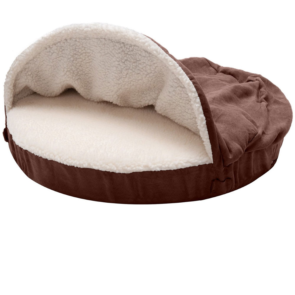 FurHaven Faux Sheepskin Snuggery Orthopedic Pet Bed - Espresso (26')