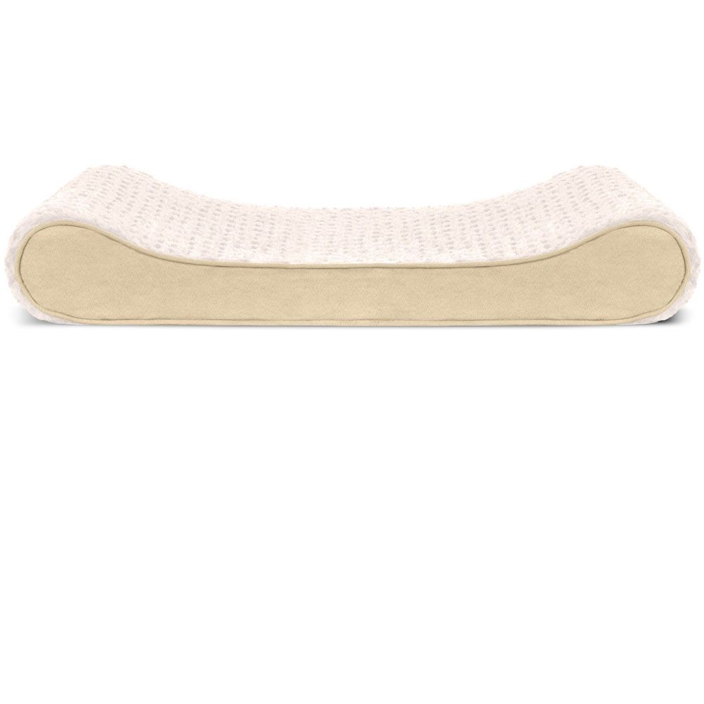 Furhaven Ultra Plush & Suede Luxe Lounger Memory Top Pet Bed - Cream (Large)
