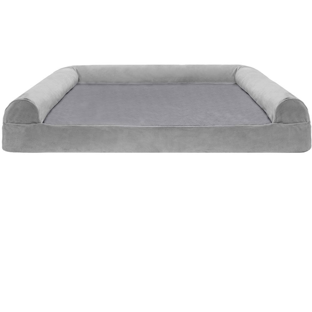 FurHaven Faux Fur & Velvet Orthopedic Sofa Pet Bed - Smoke Gray (Jumbo Plus)