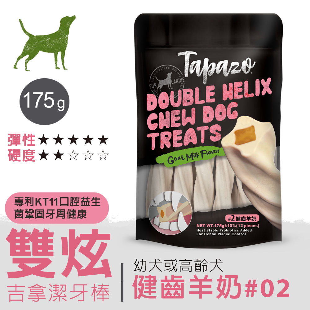 【雙炫吉拿潔牙棒】#2 健齒羊奶 175克(狗零食)(狗潔牙骨)