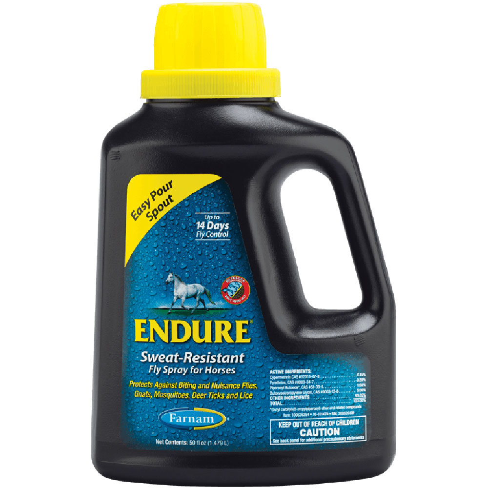 Farnam Endure Sweat Resistant Fly Spray for Horses, Easy Pour Spout Refill, 50oz