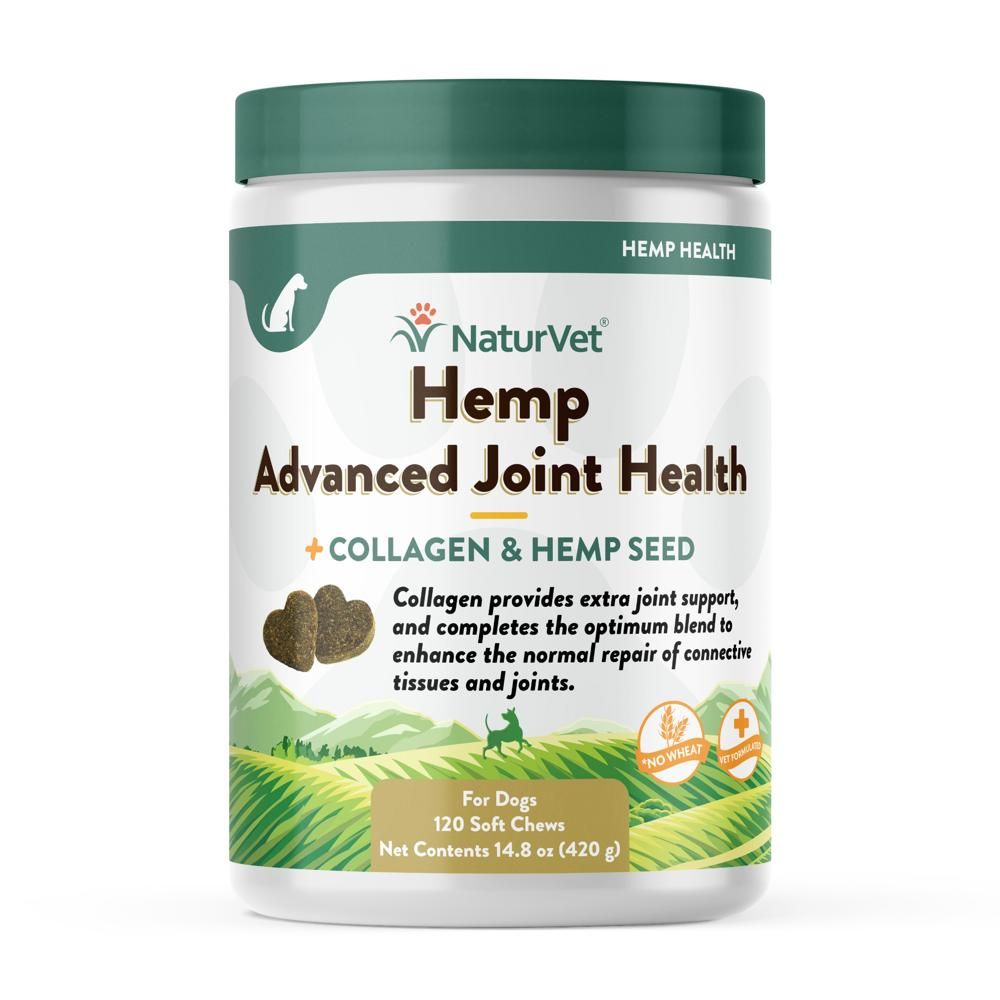 NaturVet Hemp Advanced Joint Health Soft Chew Supplements for Dogs (120 Count)