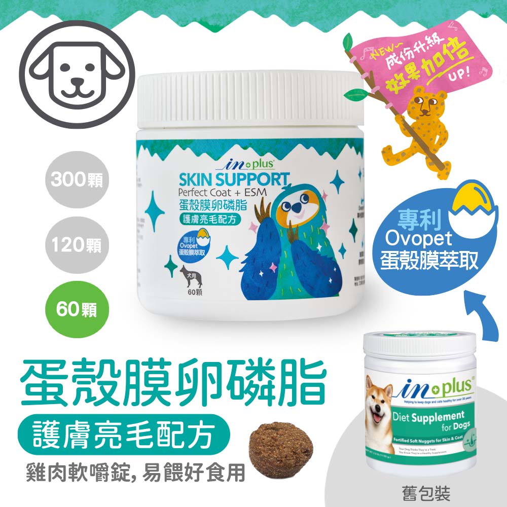 【IN-Plus】蛋殼膜卵磷脂-護膚亮毛配方 60入(狗保健品)